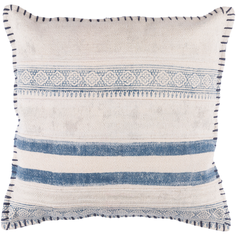 Lillia Indigo Blue Striped Batik Printed 20" Pillow - Herringbone and Company