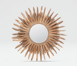 D'tella Circular Natural Teak Wood Mirror - Herringbone and Company