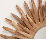 D'tella Oval Natural Teak Wood Mirror - Herringbone and Company