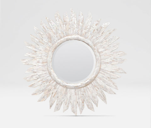 Theo White Capiz Shell Sun Mirror - Herringbone and Company