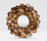 V - Champagne Oyster Shell Round Mirror - Herringbone and Company