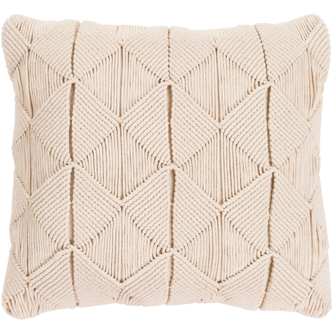 Macrame Cream 18" Pillow - Herringbone and Company