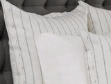 Monica Ivory Linen Pinstripe Bedding Collection - Herringbone and Company