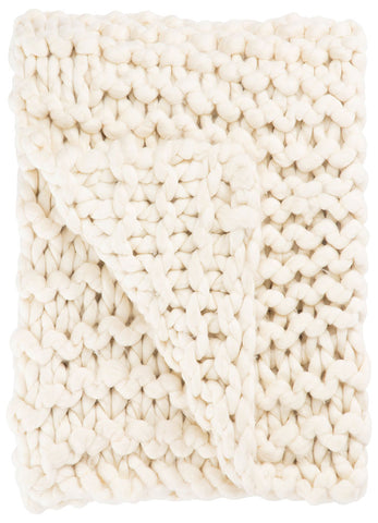 Annya Chunky Knit Ivory Cream Throw - Herringbone and Company