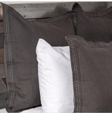 Harps Stitched Edge Charcoal Cotton Bedding Collection - Herringbone and Company