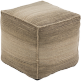 Chad Handwoven Grey and Beige Pouf - Herringbone and Company