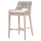 Taippe Stone White with Taupe Stripe Outdoor Rope Barstool