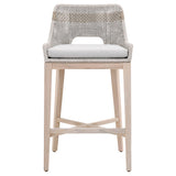 Taippe Stone White with Taupe Stripe Outdoor Rope Barstool