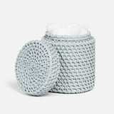 light grey woven rattan cannister